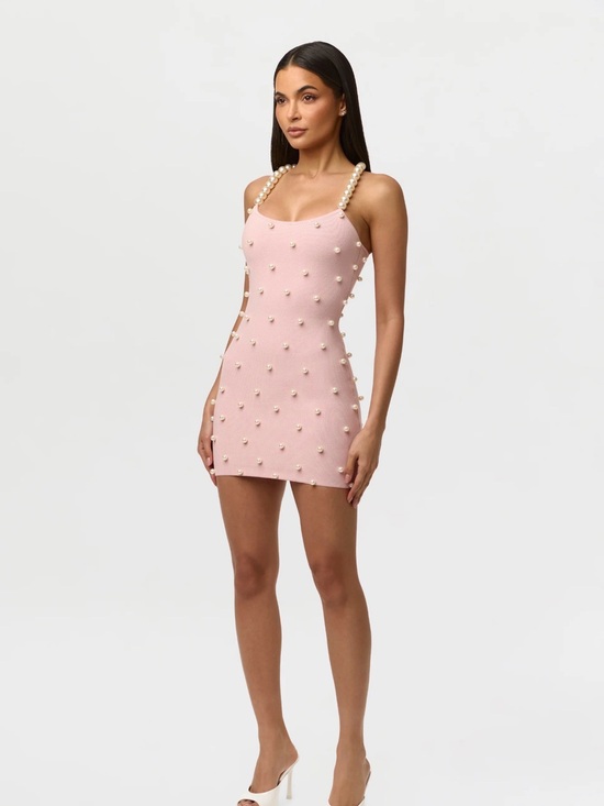 naked wardrobe Dresses & Skirts - Naked Wardrobe- Pink Pearl-Embellished Mini Dress